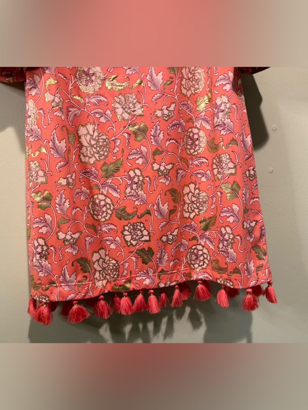 Cabana Life Dress Womens medium Off the Shoulder Tassels UPF Protection Floral - Picture 6 of 9